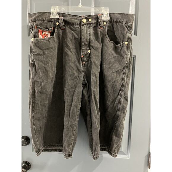 MEN'S COOGI MED BLACK DENIM WASH COLOR JEAN SHORTS SIZE 42 Y2K - Picture 1 of 10